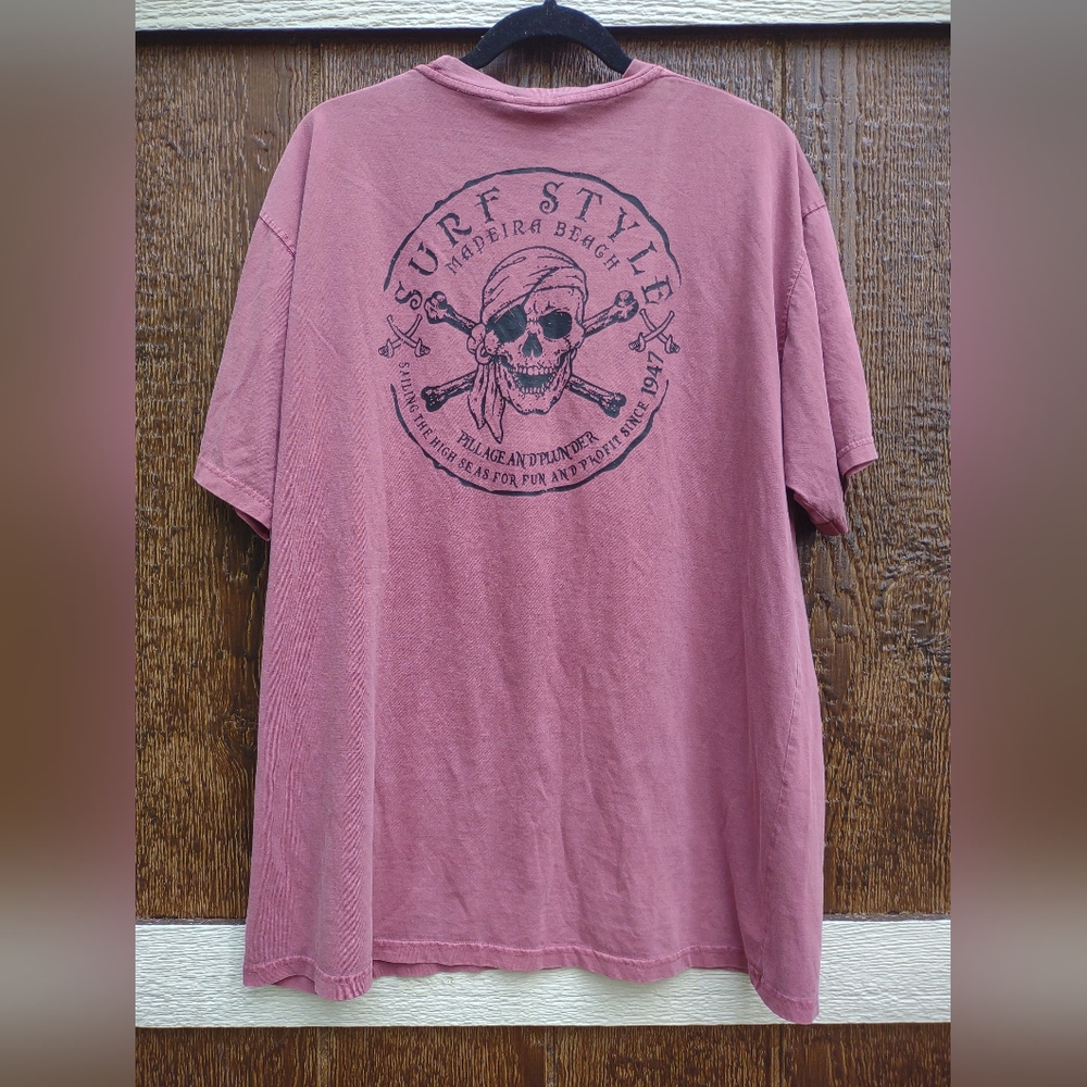 Surf Style Shirt Men's XL Pink Madeira Beach  “Pillage And Plunder”
